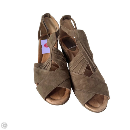 Sandals Heels Wedge By Earth In Brown, Size: 11