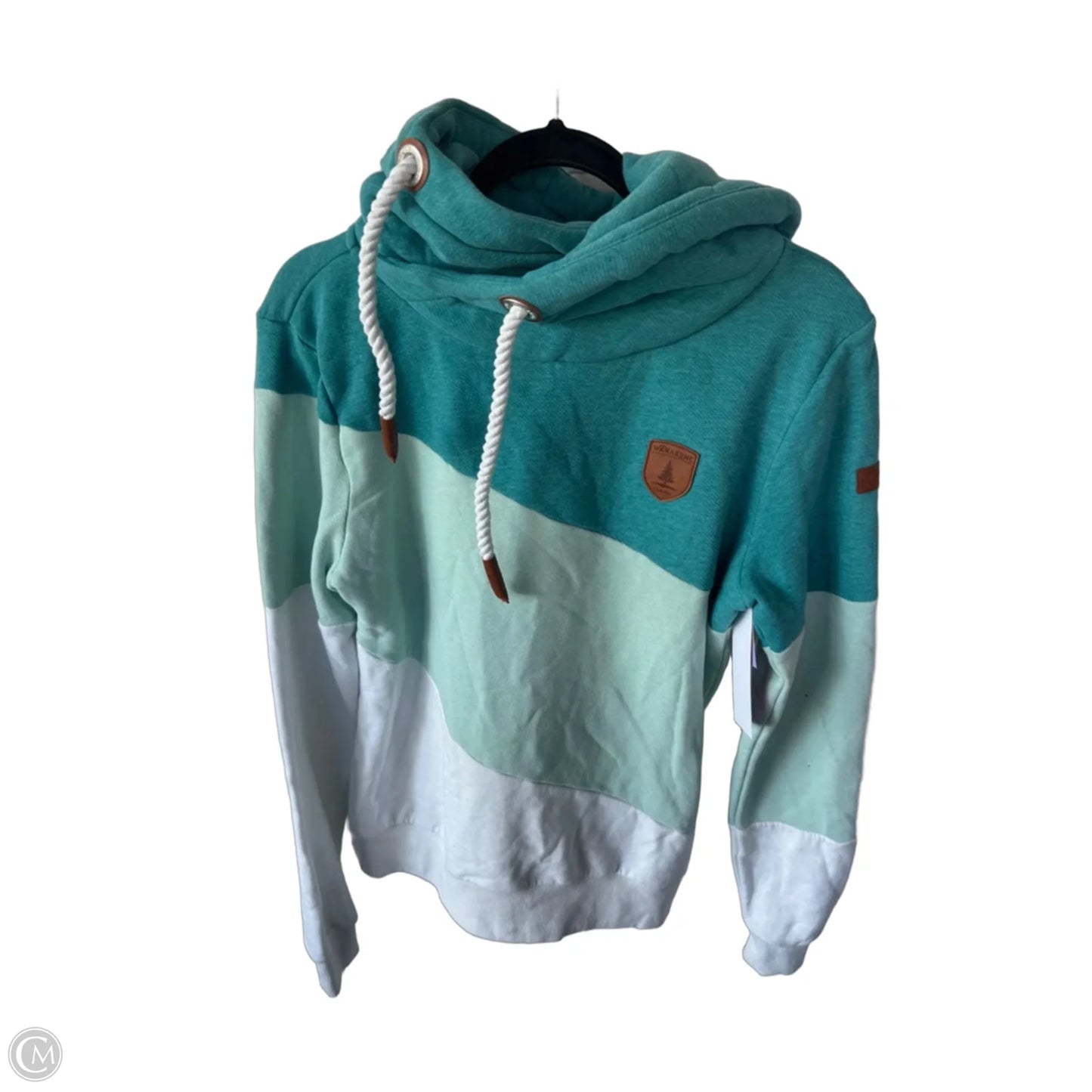 Sweatshirt Hoodie By Clothes Mentor In Green & White, Size: M