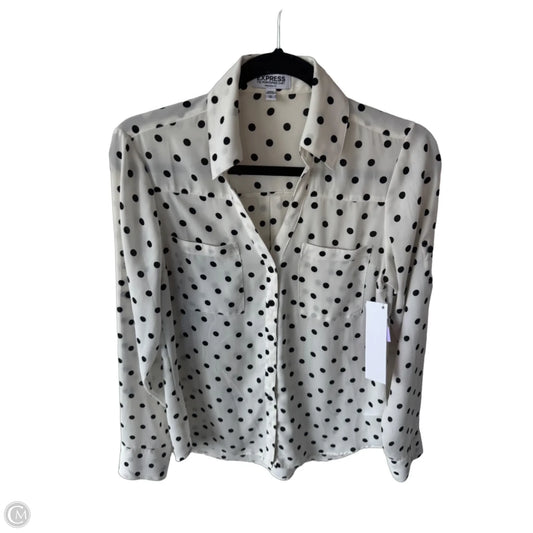 Blouse Long Sleeve By Express In Black & White, Size: Xs