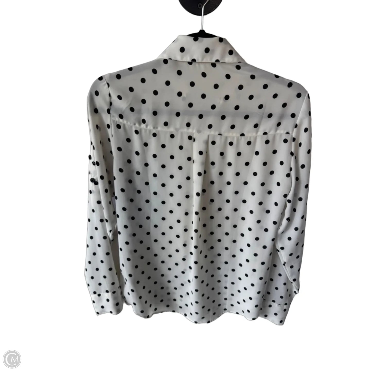 Blouse Long Sleeve By Express In Black & White, Size: Xs