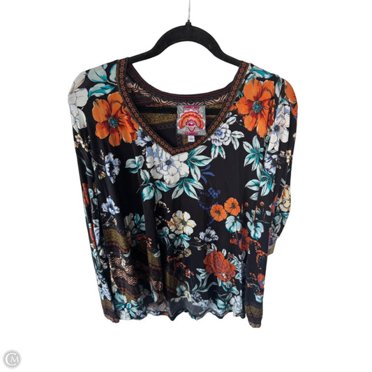 Top Long Sleeve Designer By Johnny Was In Black & Orange, Size: L