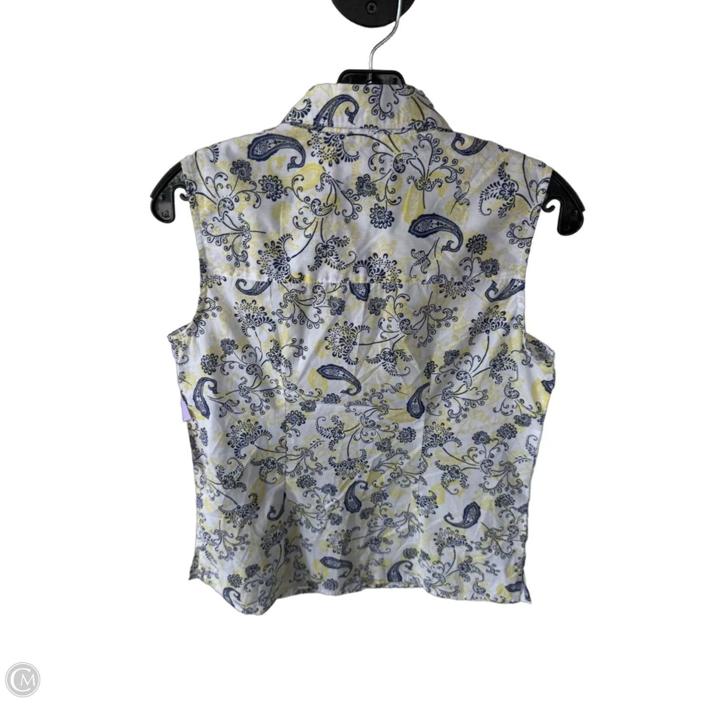 Blouse Sleeveless By Laura Scott In Blue & Yellow, Size: S
