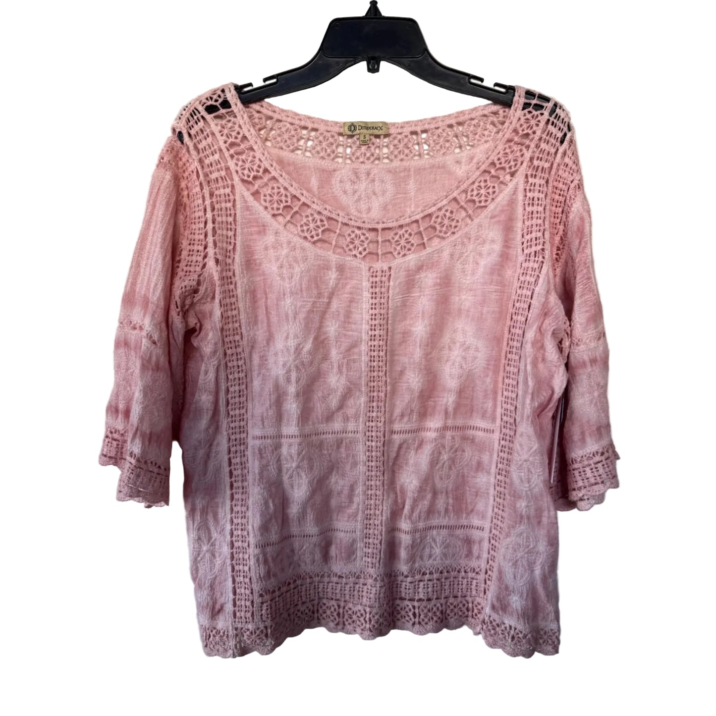 Top 3/4 Sleeve By Democracy In Pink, Size: S