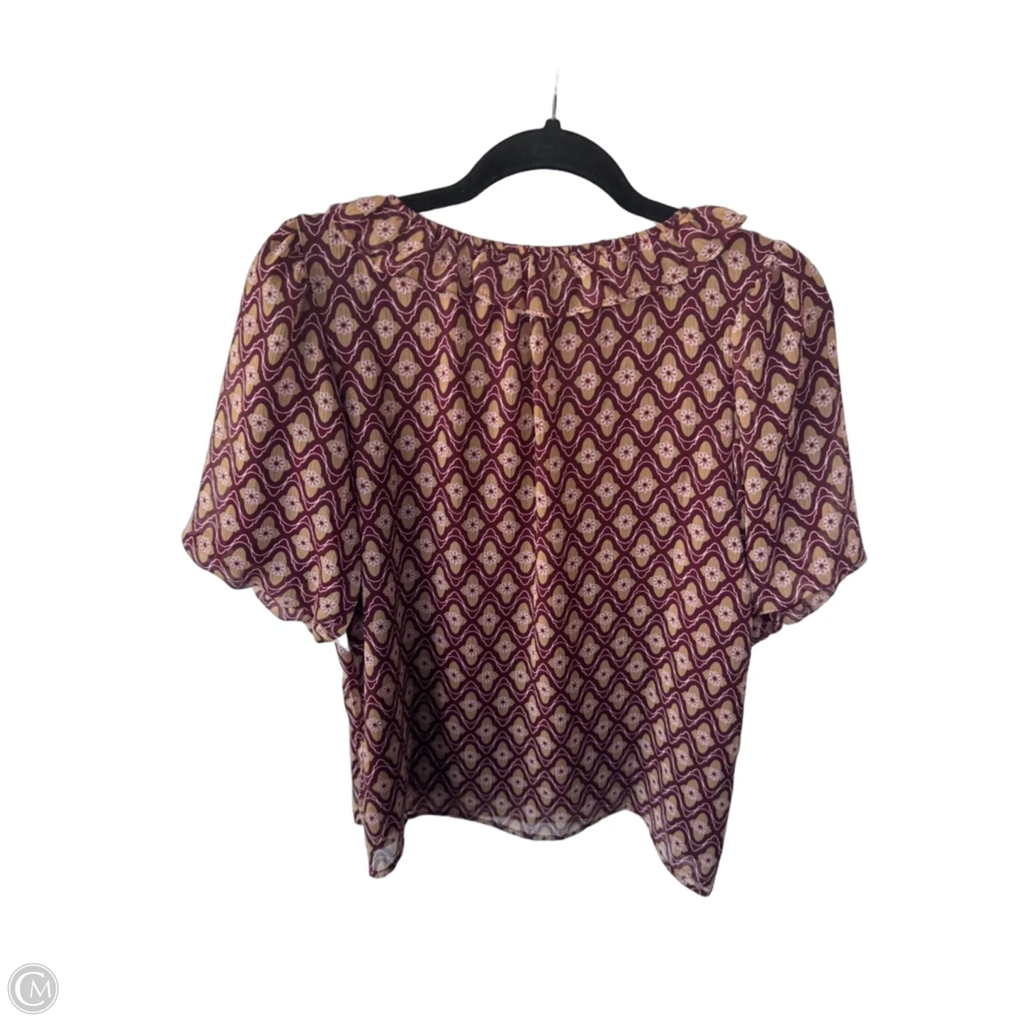 Blouse Short Sleeve By Loft In Brown & Red, Size: S