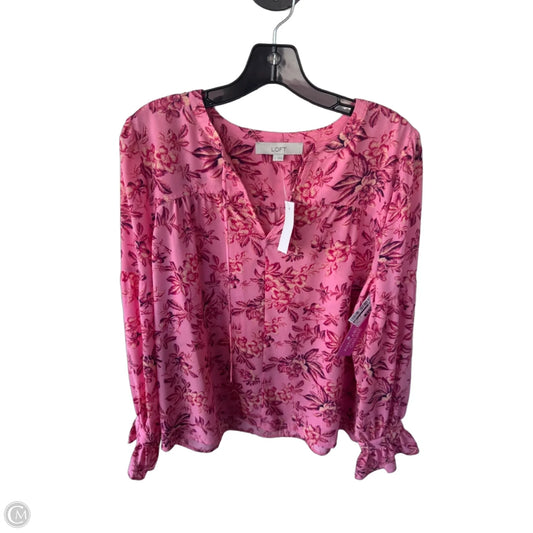 Blouse Long Sleeve By Loft In Pink & Red, Size: S