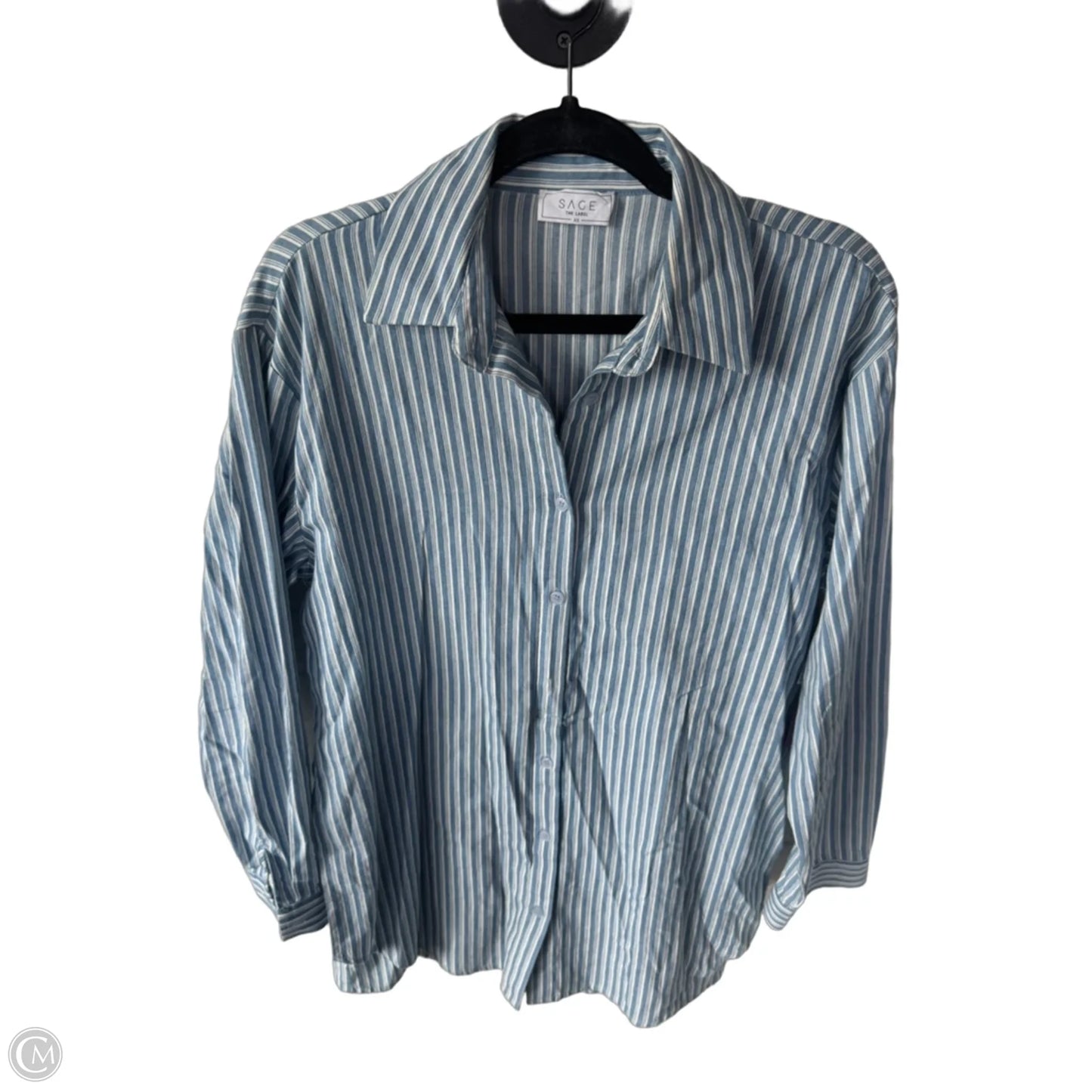 Tunic Long Sleeve By Sage In Blue & White, Size: Xs