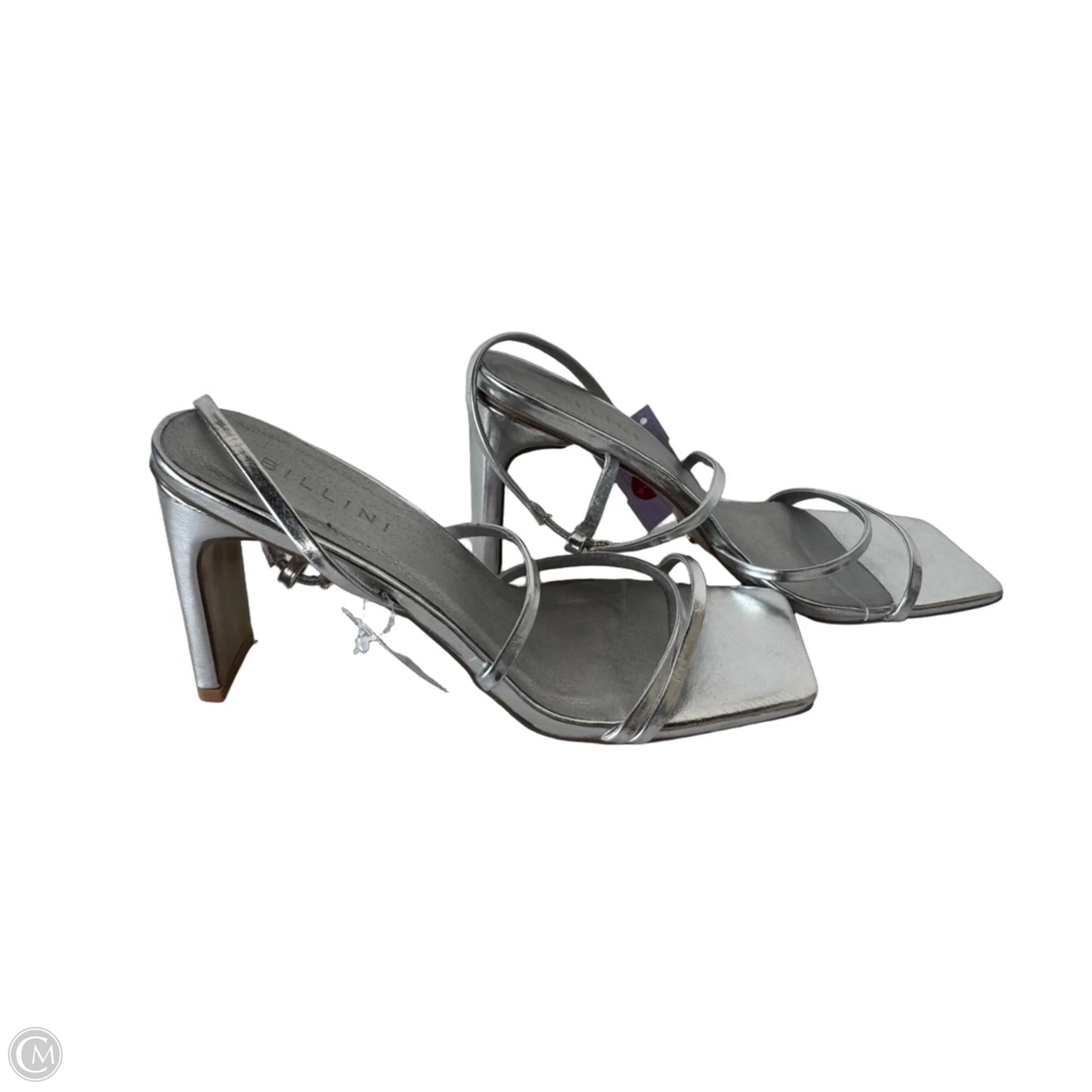 Sandals Heels Block By Birdies In Silver, Size: 9