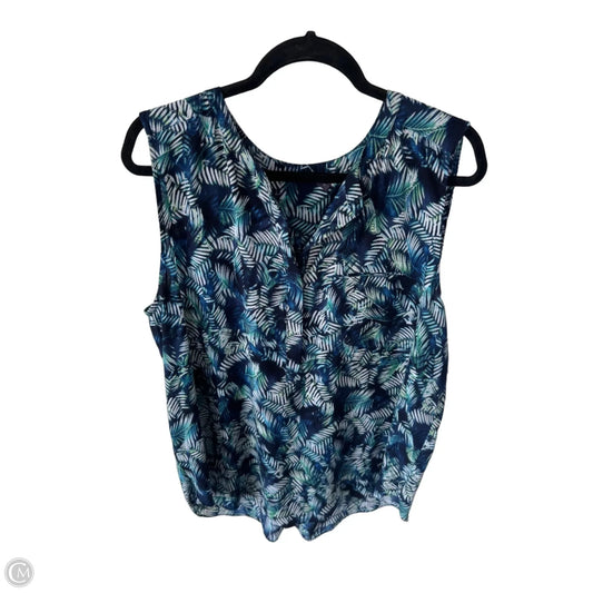 Blouse Sleeveless By Not Your Daughters Jeans In Blue & White, Size: Xl