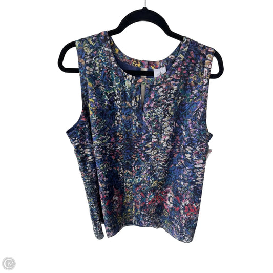 Blouse Sleeveless By Cabi In Blue & White, Size: Xl