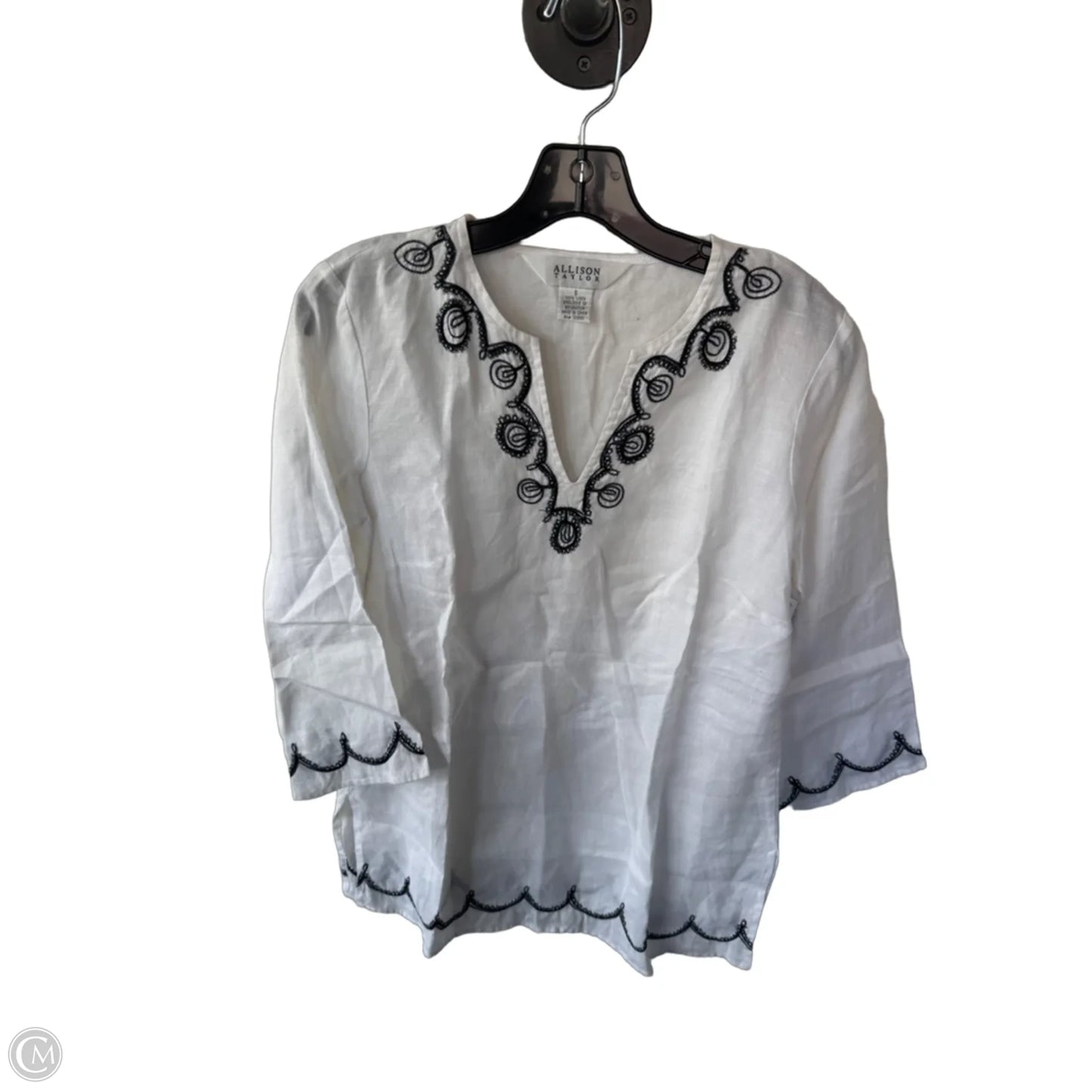 Tunic 3/4 Sleeve By Allison Taylor In Black & White, Size: S