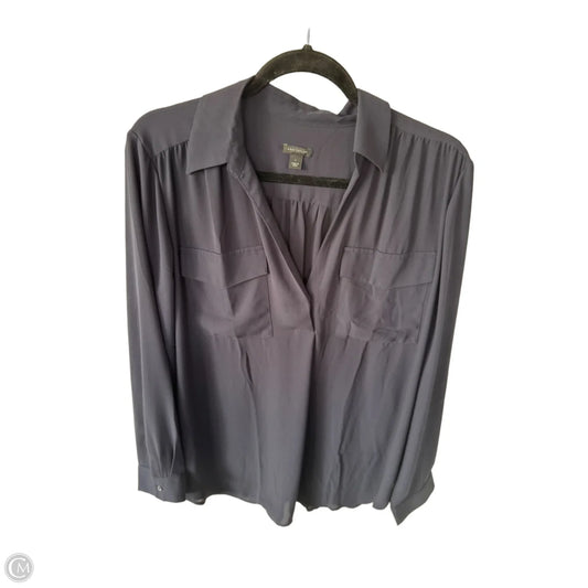 Blouse Long Sleeve By Ann Taylor In Navy, Size: L