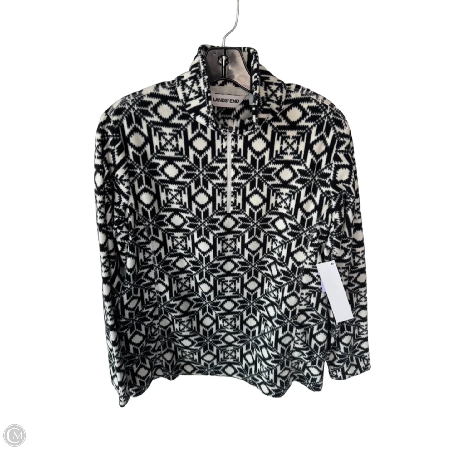 Jacket Fleece By Lands End In Black & White, Size: L