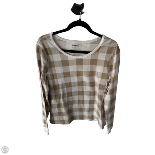 Top Long Sleeve By Old Navy In Tan & White, Size: L