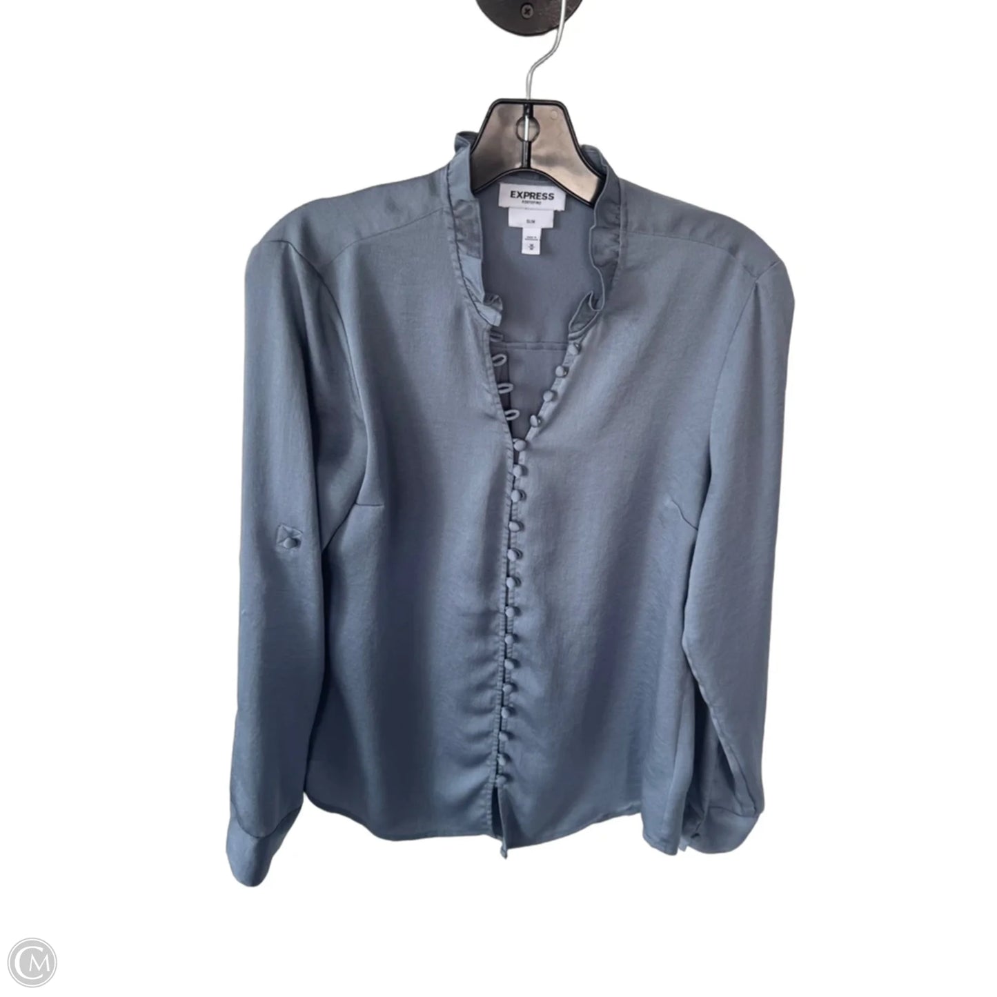 Blouse Long Sleeve By Express In Blue, Size: M