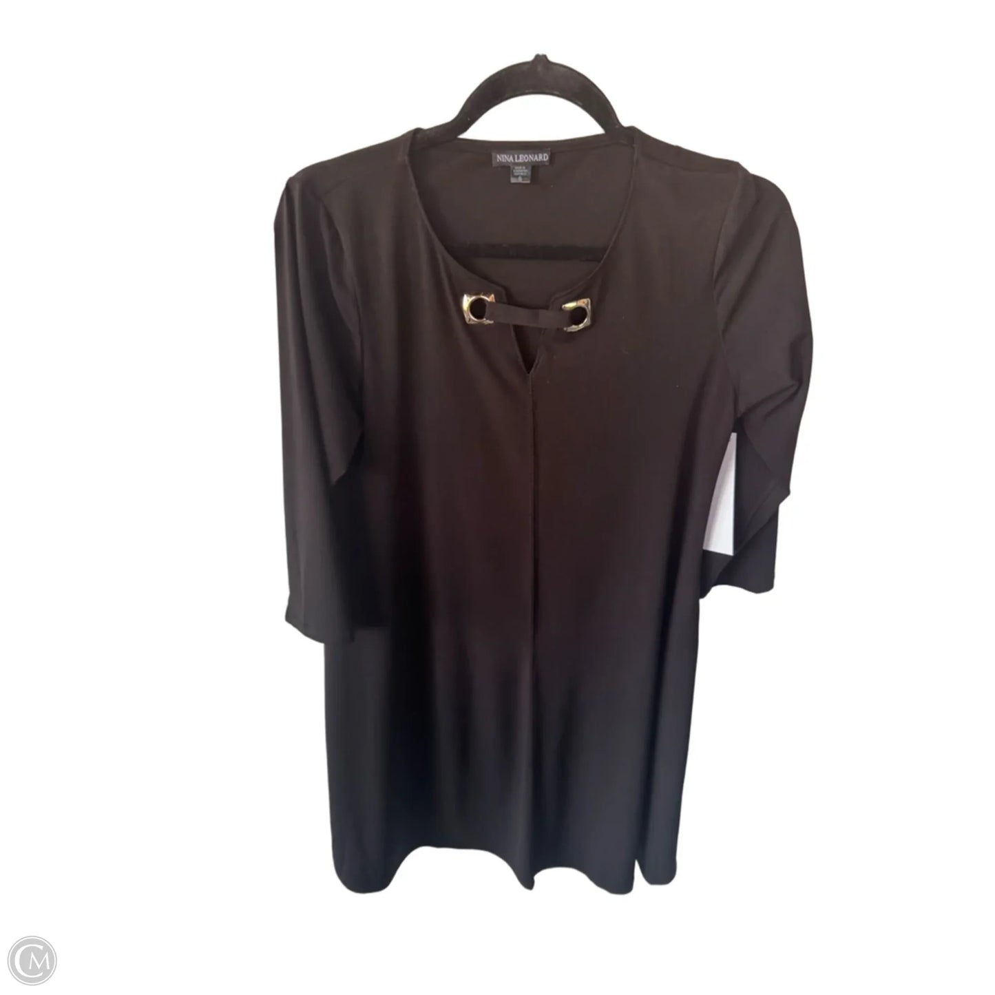 Dress Work By Nina Leonard In Black & Gold, Size: S