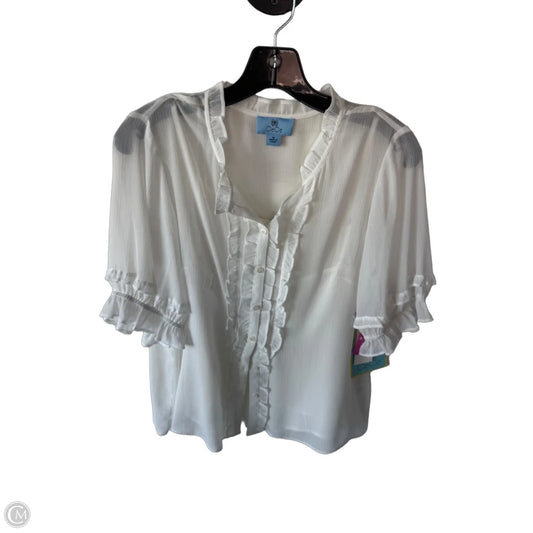 Blouse Short Sleeve By Cece In White, Size: M