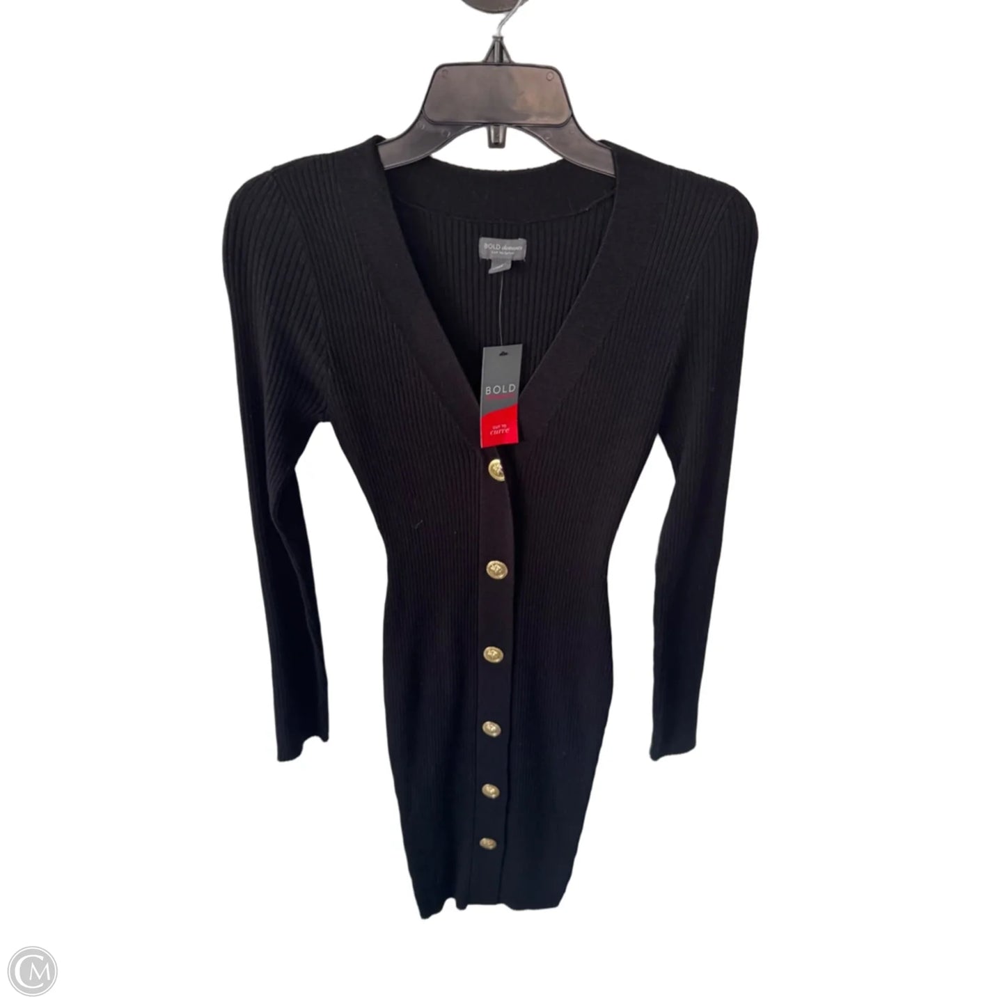 Dress Sweater By Bold Elements In Black & Gold, Size: S