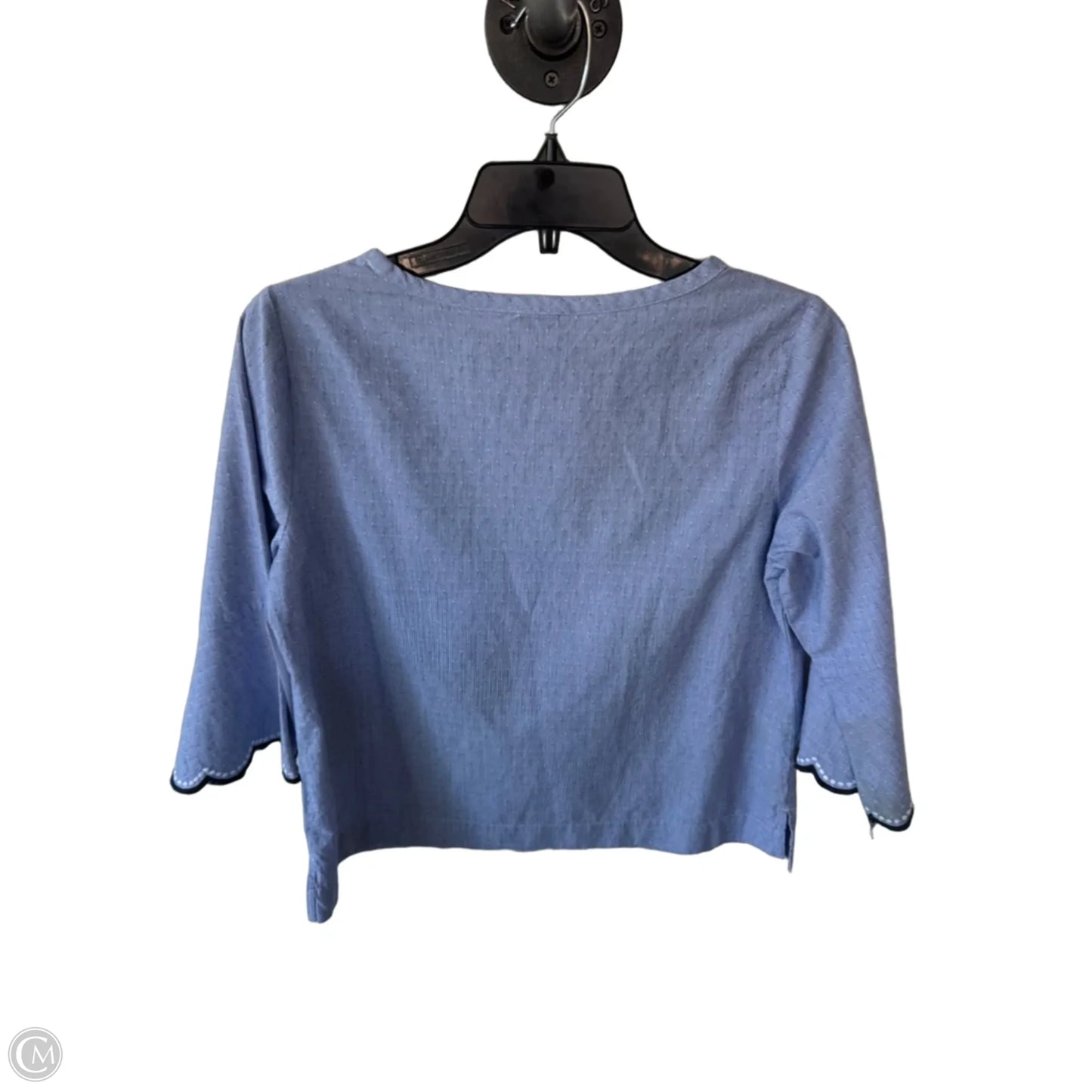 Top 3/4 Sleeve By Talbots In Blue & White, Size: Sp