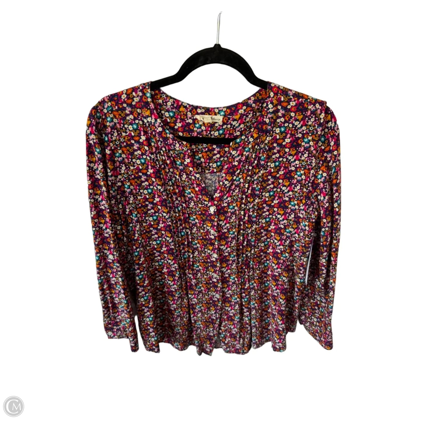 Blouse Long Sleeve By Jane And Delancey In Blue & Purple, Size: M