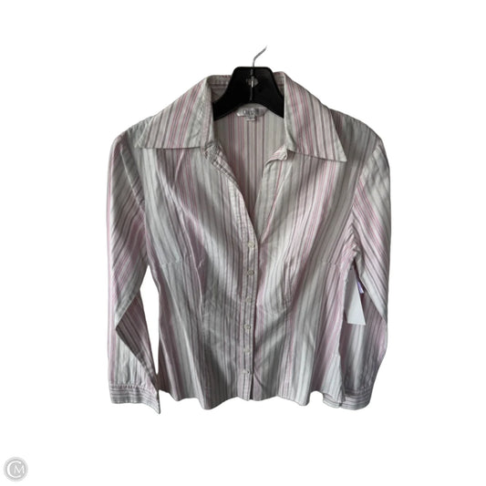 Blouse Long Sleeve By Oasis Society In Pink & White, Size: M
