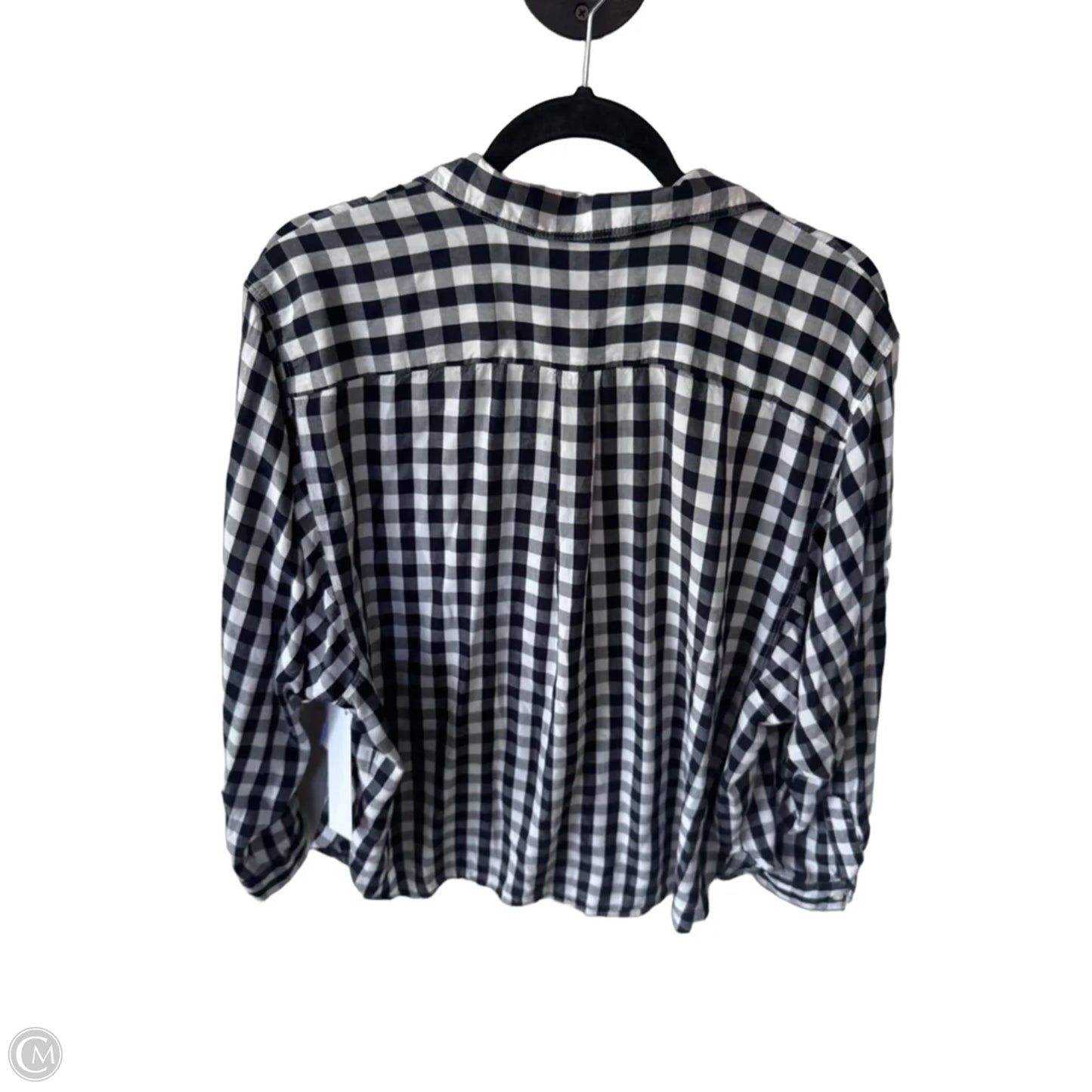 Blouse Long Sleeve By Loft In Blue & White, Size: L