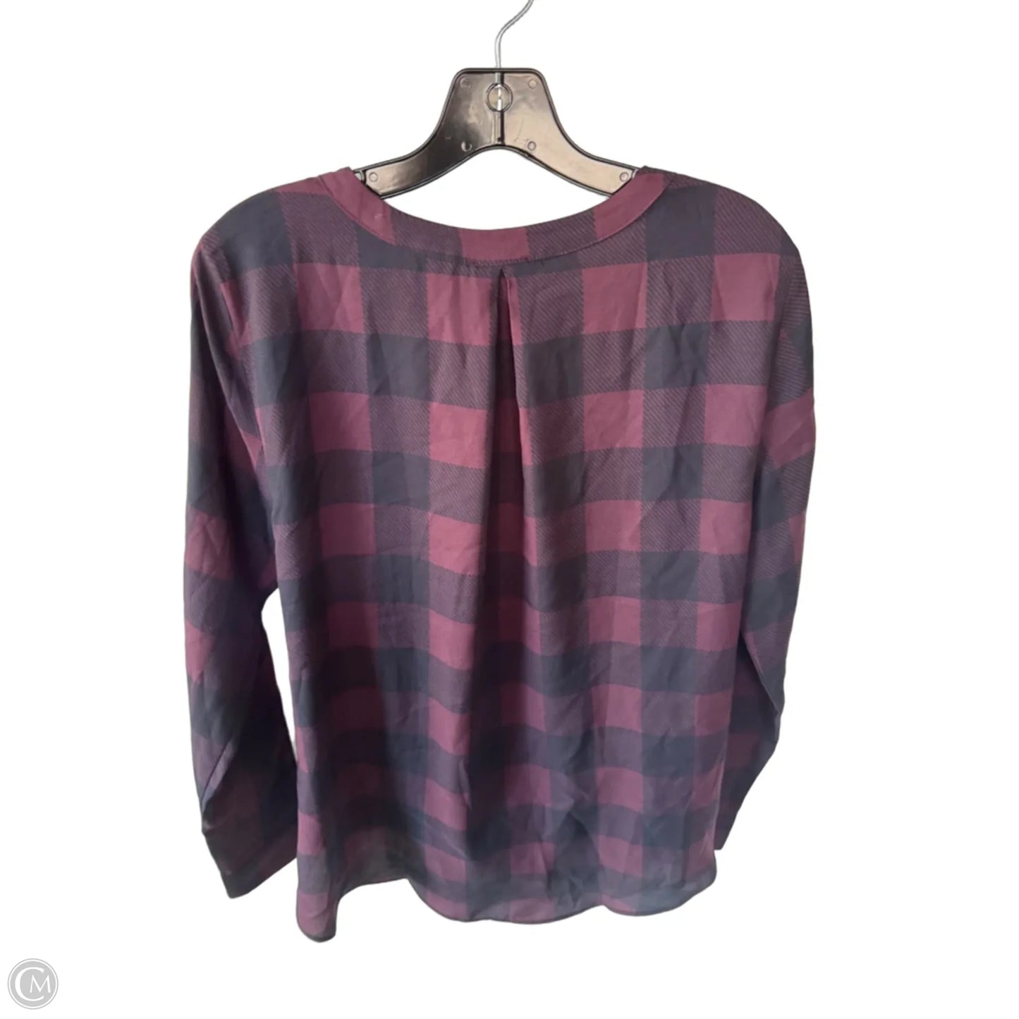 Blouse Long Sleeve By Ann Taylor In Blue & Red, Size: M