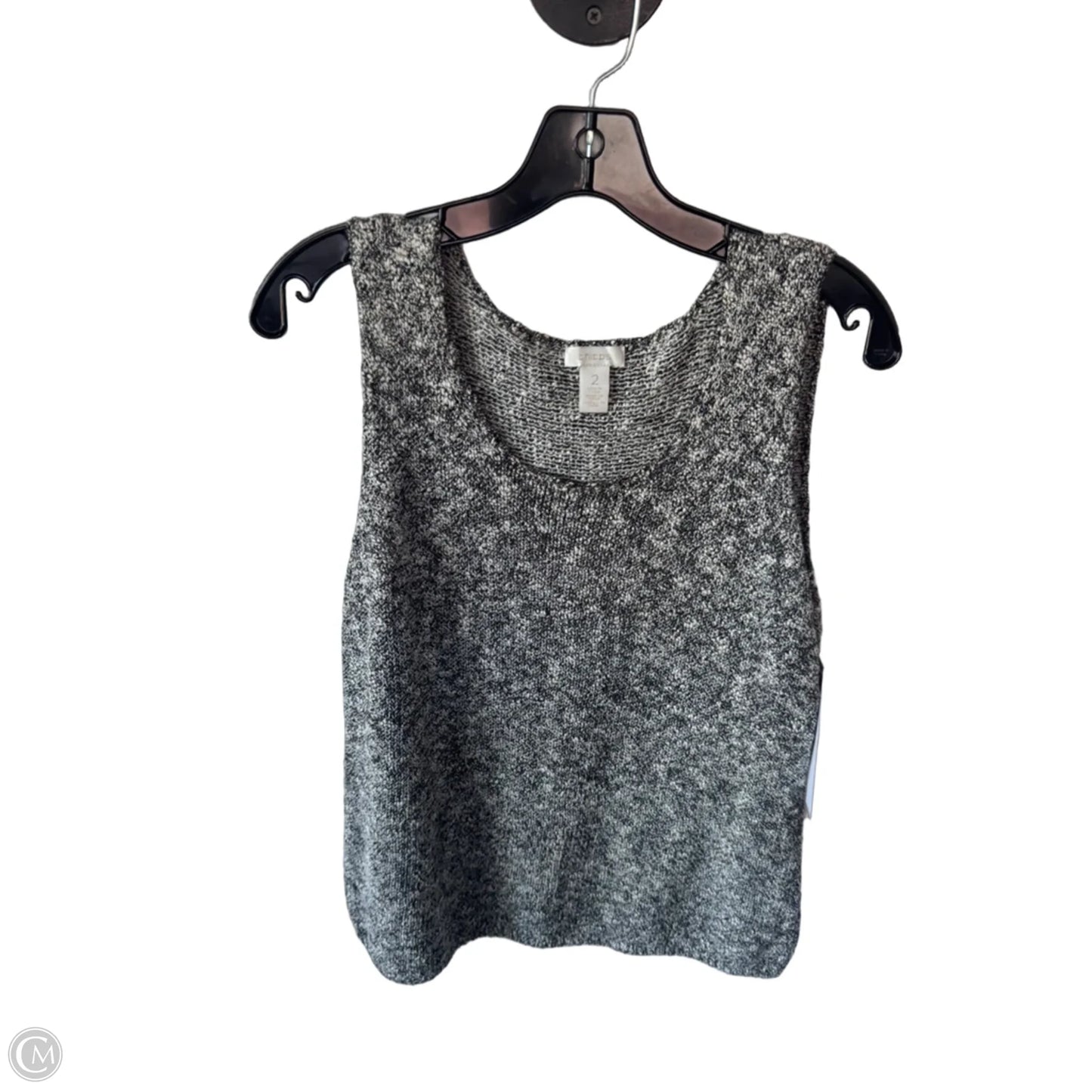 Vest Sweater By Chicos In Black & Cream, Size: L
