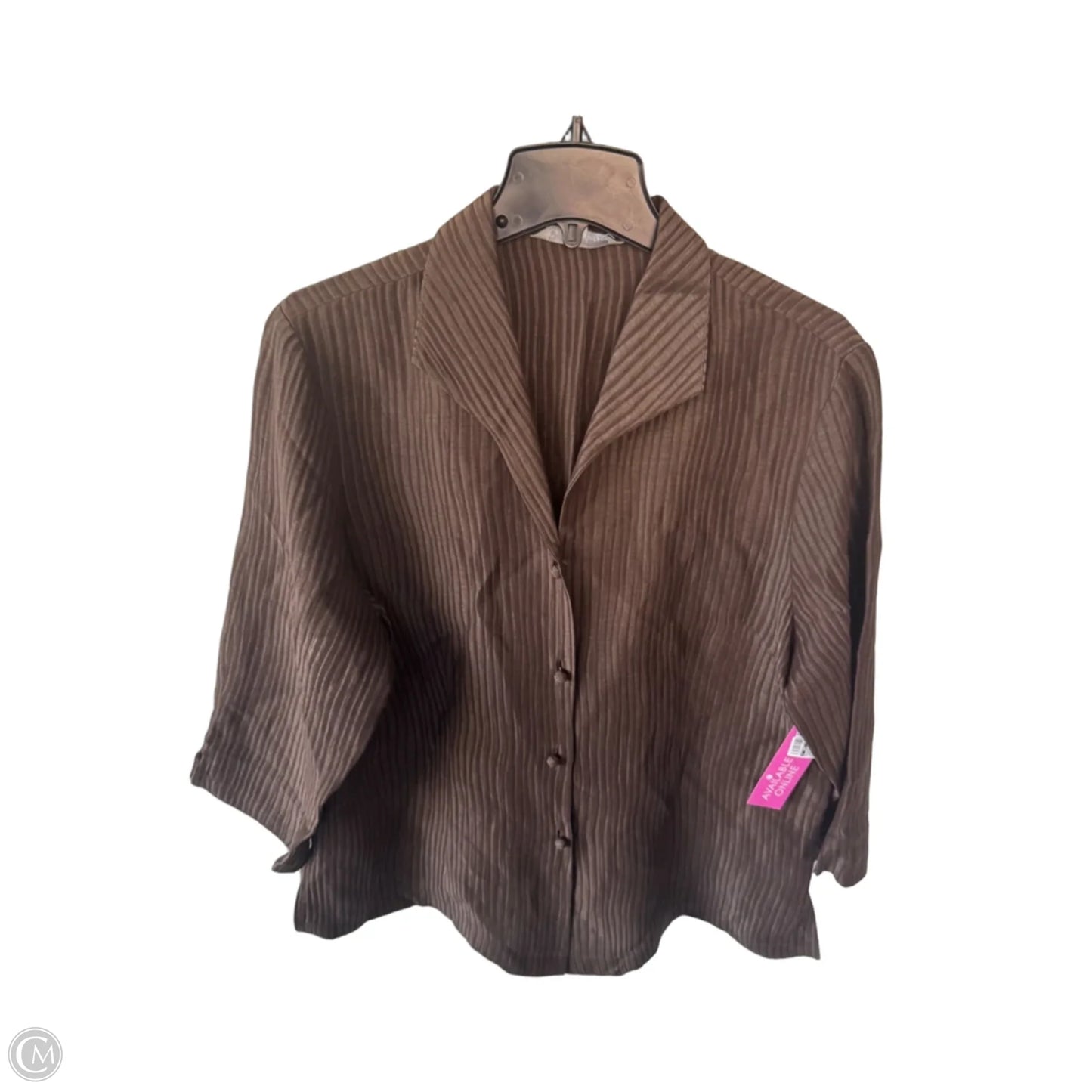 Blouse Long Sleeve By Cmc In Brown, Size: Xl