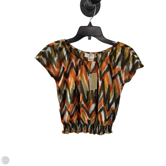 Blouse Sleeveless By Michael By Michael Kors In Green & Orange, Size: S