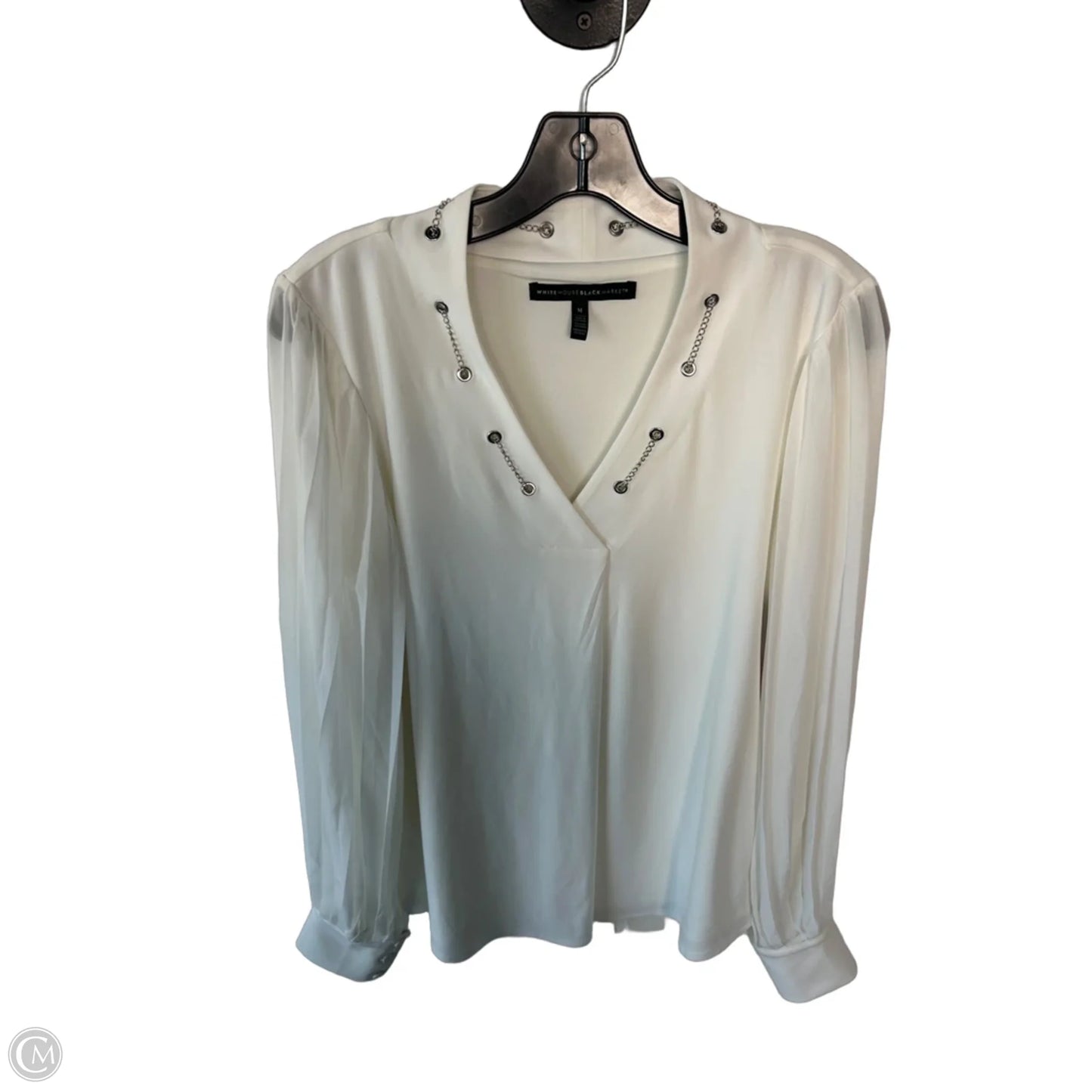 Blouse Long Sleeve By White House Black Market In whitet, Size: M