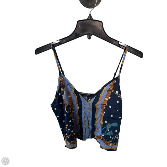 Blouse Sleeveless By Cmb In Blue & Gold, Size: Xs
