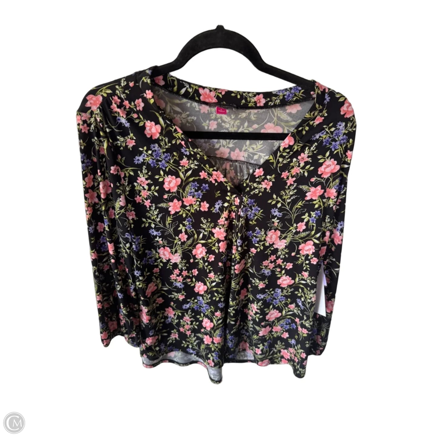 Blouse Long Sleeve By Vince Camuto In Black & Pink, Size: L
