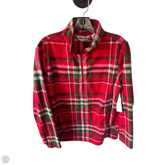 Jacket Fleece By Lands End In Red & White, Size: L