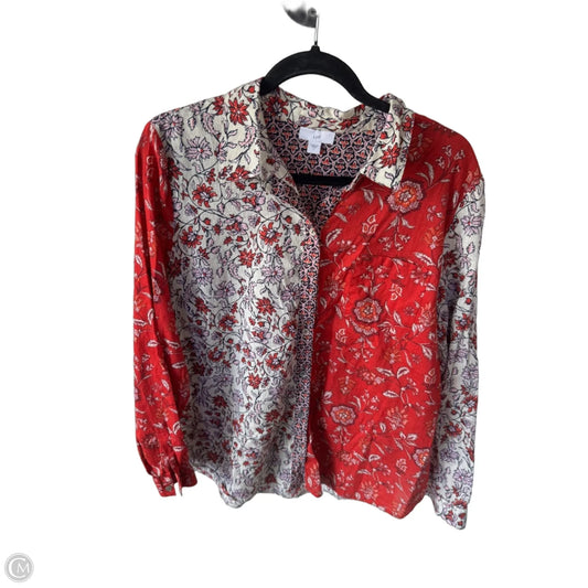 Tunic Long Sleeve By J. Jill In Red & White, Size: L