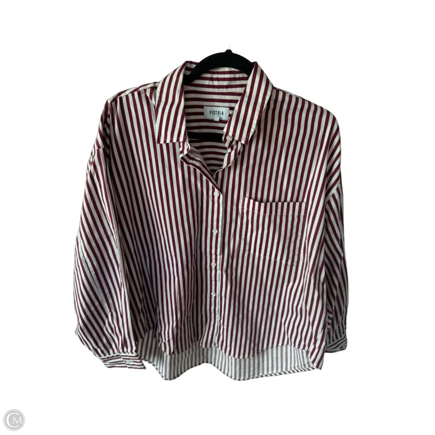 Blouse Long Sleeve By Pistola In Red & White, Size: S