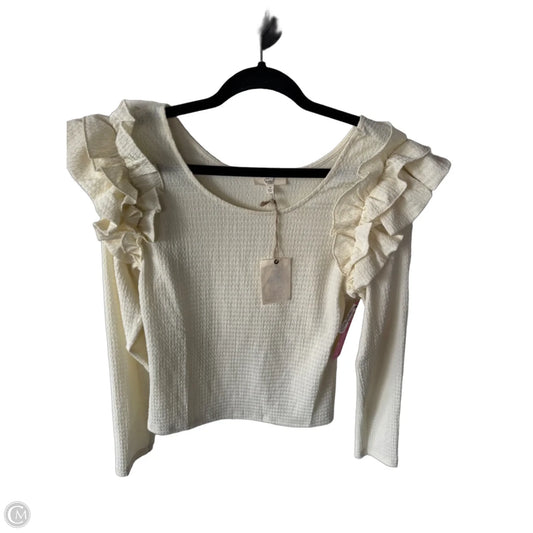 Top Long Sleeve By Easel In Cream, Size: M