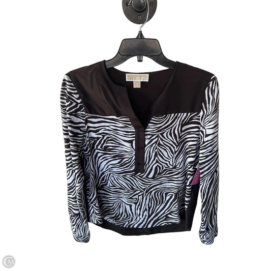 Blouse Long Sleeve By Michael By Michael Kors In Brown & White, Size: S