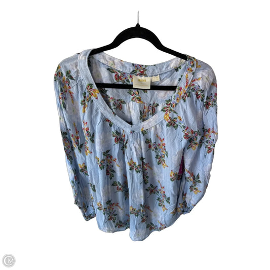 Blouse 3/4 Sleeve By Maeve In Blue & White, Size: S