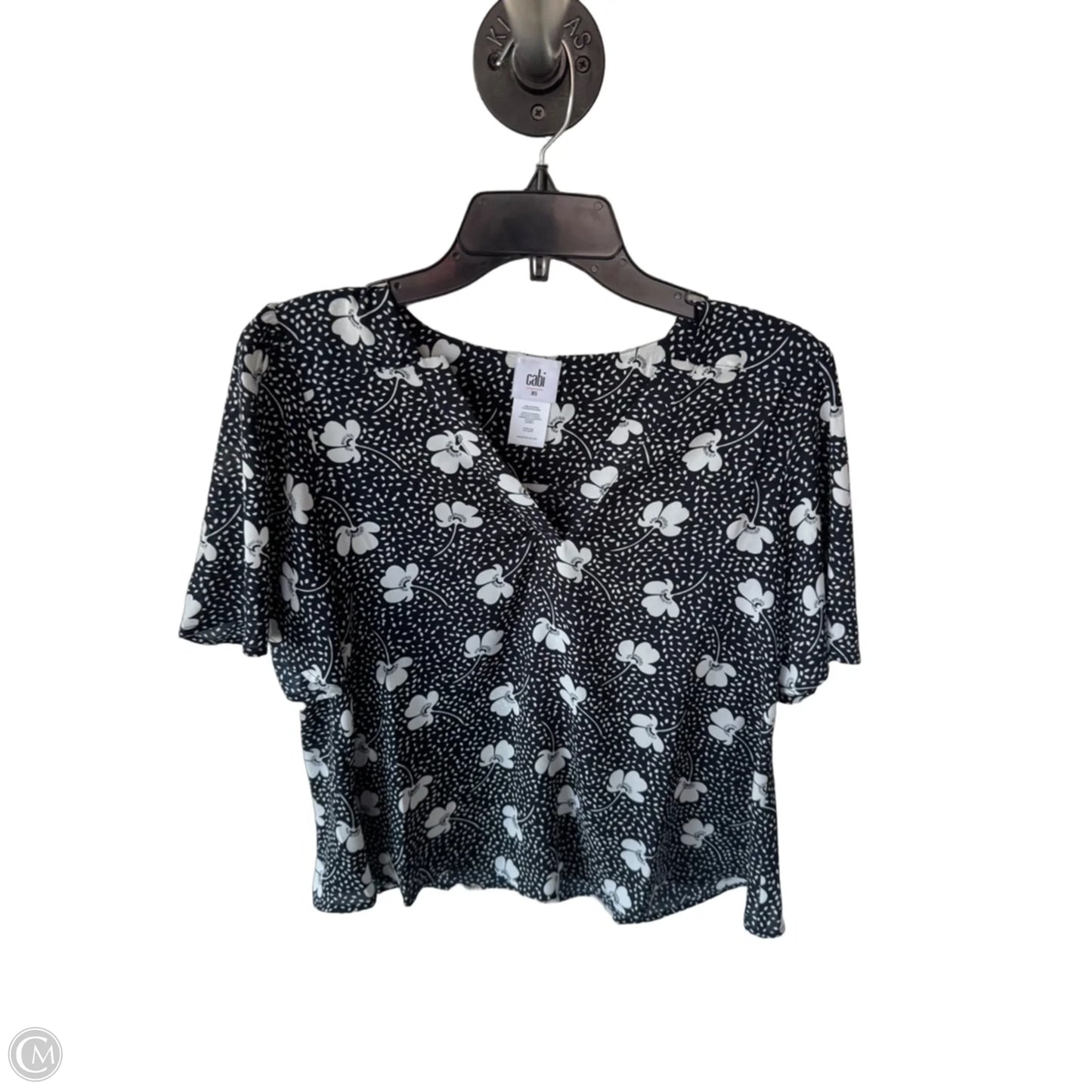 Blouse Short Sleeve By Cabi In Blue & White, Size: Xs
