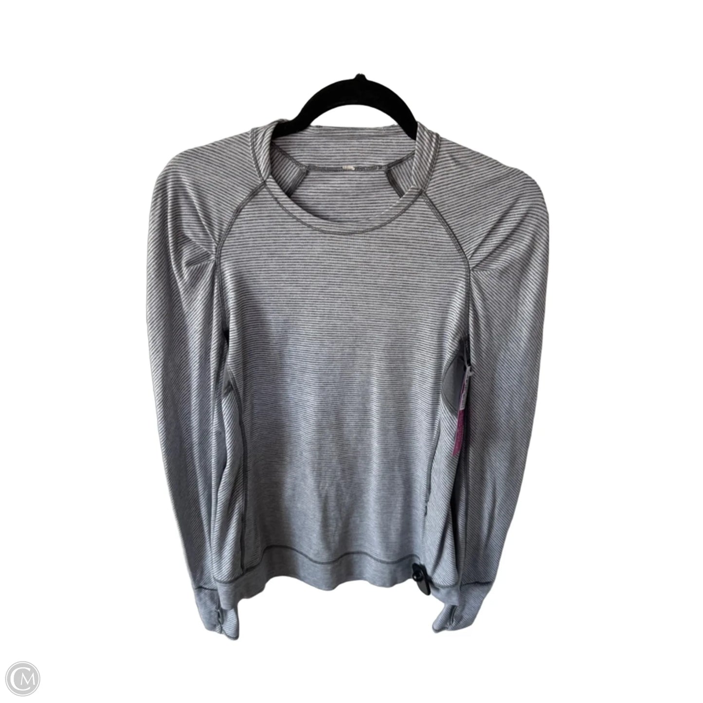 Athletic Top Long Sleeve Crewneck By Lululemon In Grey & White, Size: M