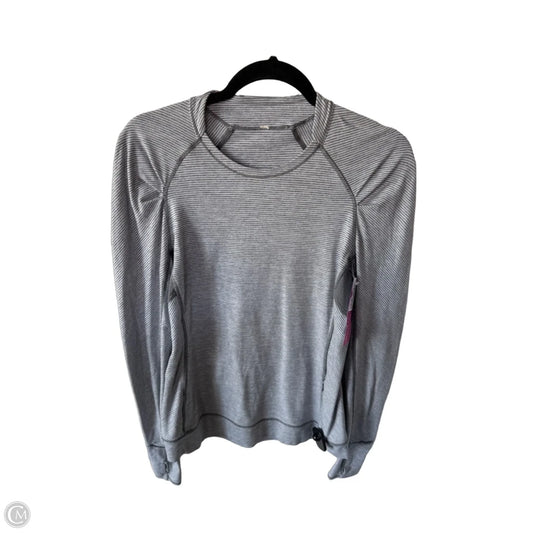 Athletic Top Long Sleeve Crewneck By Lululemon In Grey & White, Size: M