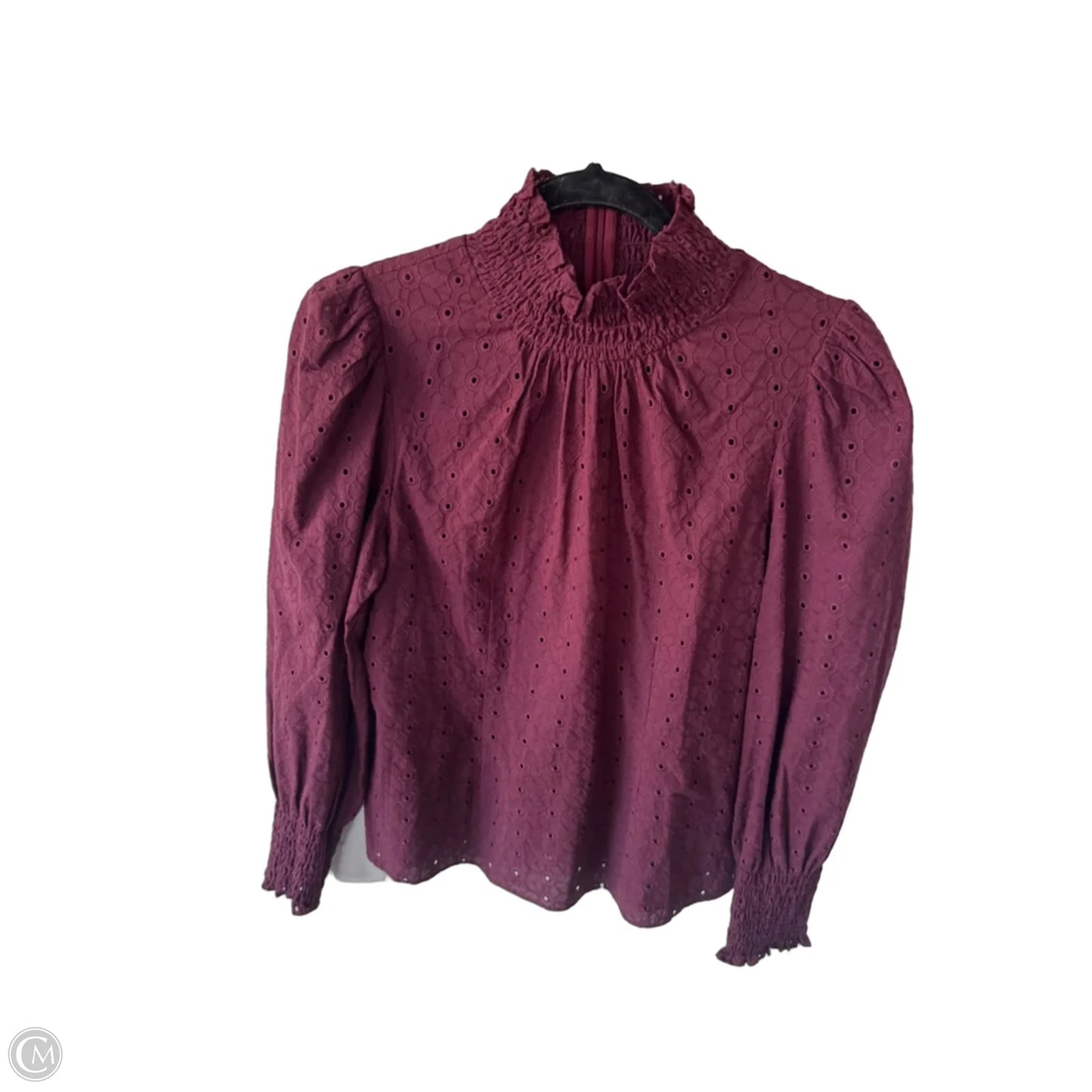 Blouse Long Sleeve By Veronica Beard In Maroon, Size: S