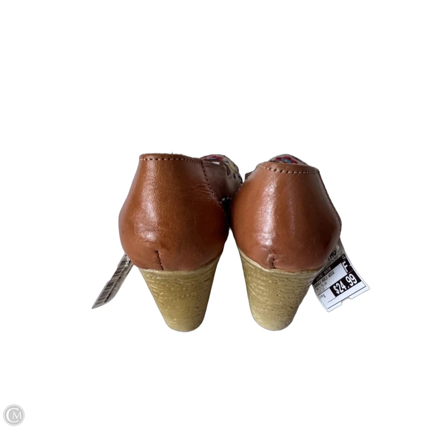 Sandals Heels Wedge By Clothes Mentor In Tan & Yellow, Size: 6