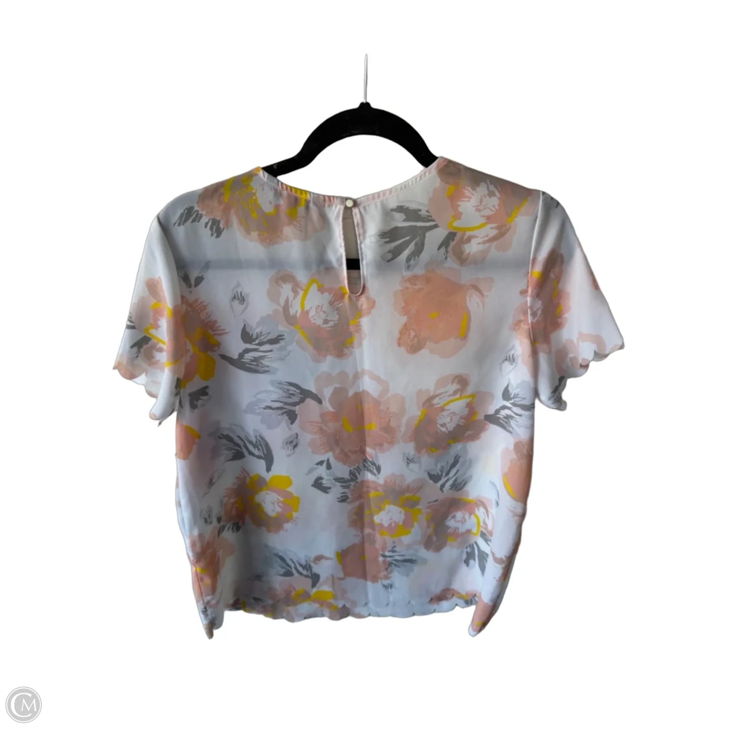 Blouse Short Sleeve By Banana Republic In Orange & White, Size: S