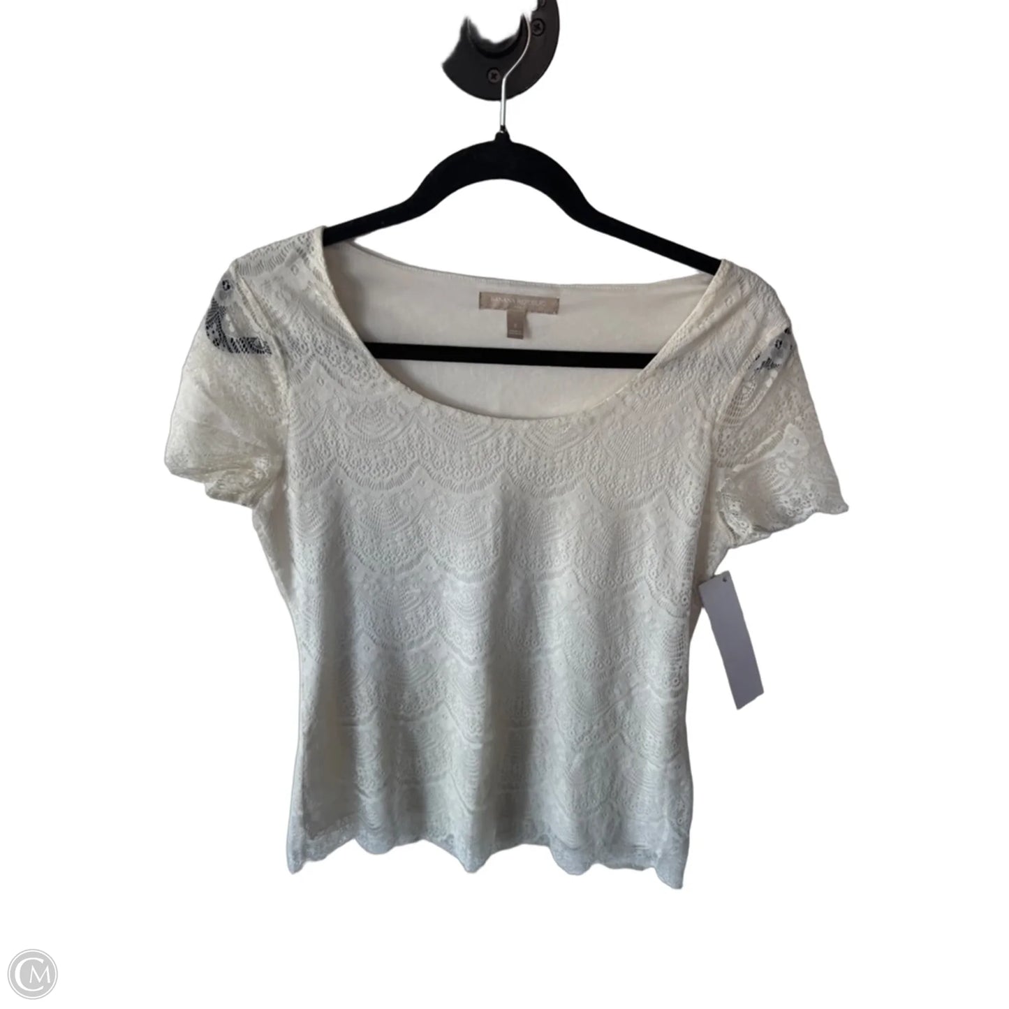Blouse Short Sleeve By Banana Republic In Cream, Size: S