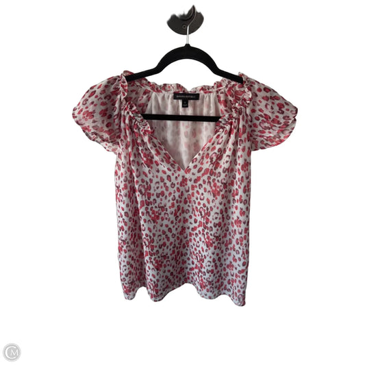Blouse Short Sleeve By Banana Republic In Red & White, Size: S