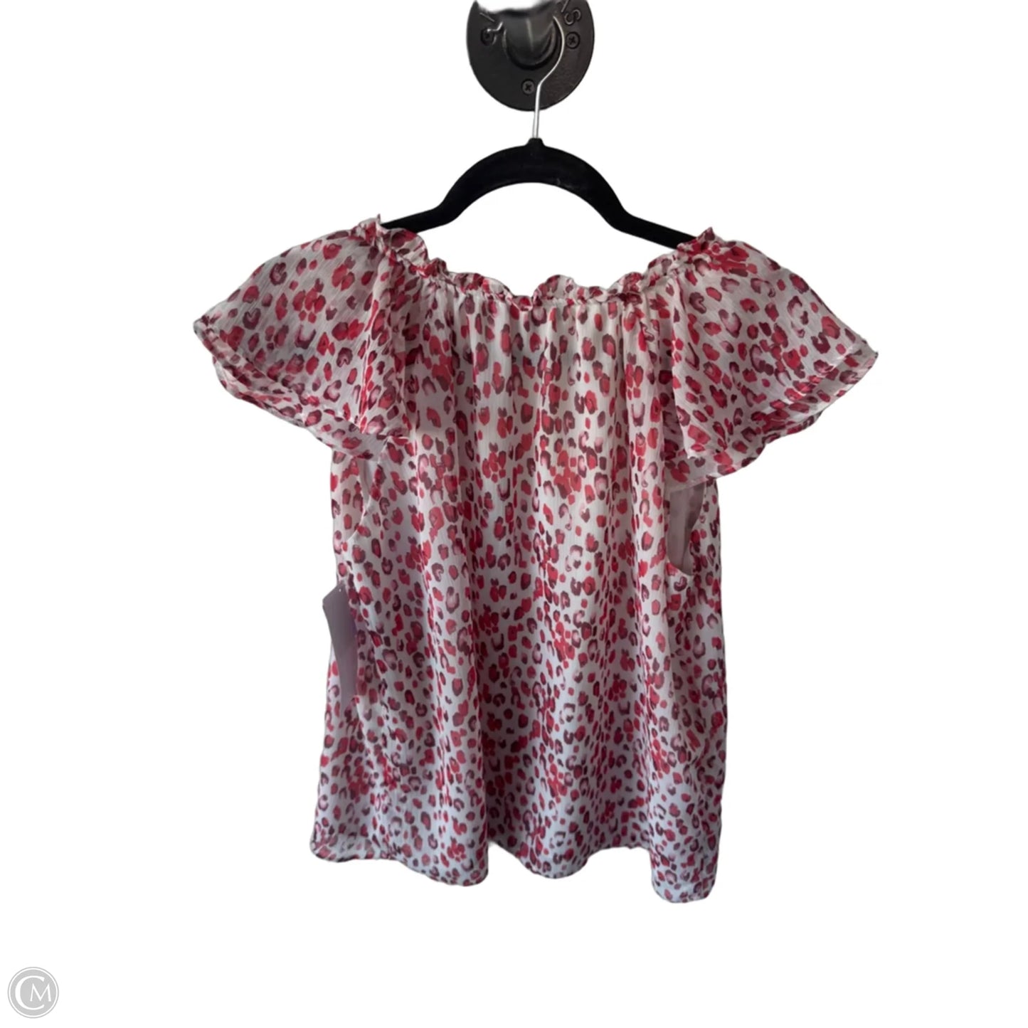 Blouse Short Sleeve By Banana Republic In Red & White, Size: S