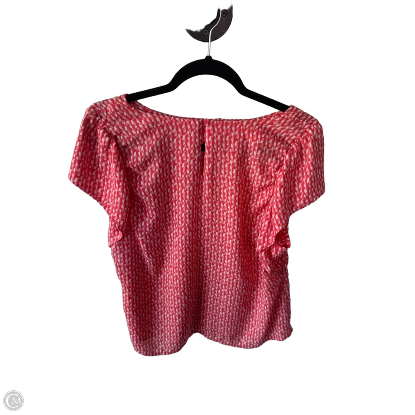 Blouse Short Sleeve By Banana Republic In Orange & White, Size: M