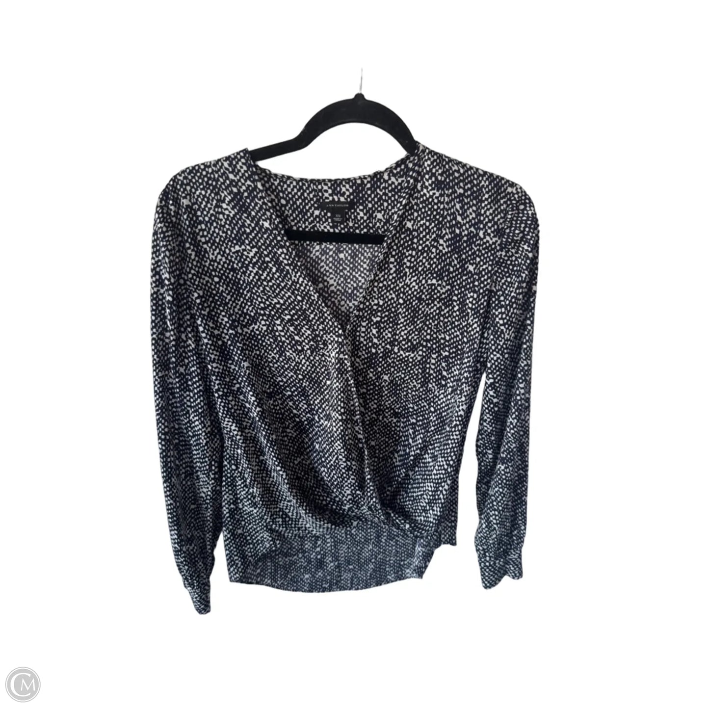 Blouse Long Sleeve By Ann Taylor In Blue & White, Size: Xs
