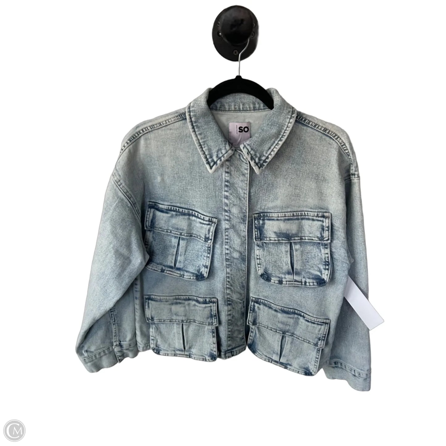 Jacket Denim By So In Blue Denim, Size: S